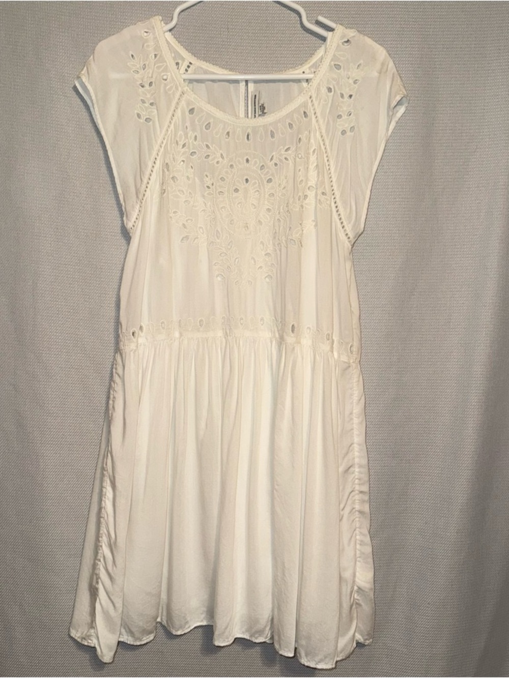 American Eagle Outfitters White Mini Dress with Eyelet Detail